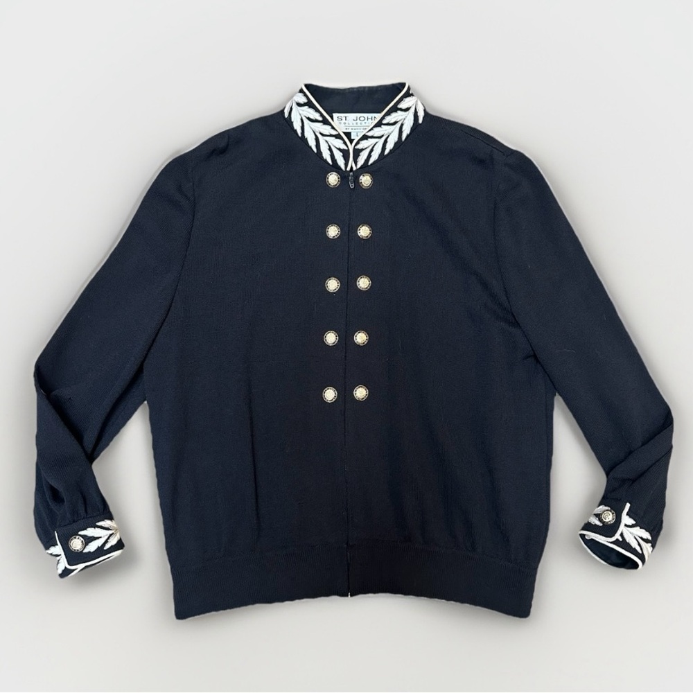SOLDSt. John Collection by Marie Gray Nautical Zip Cardigan Jacket Embroidery L - Picture 1 of 8